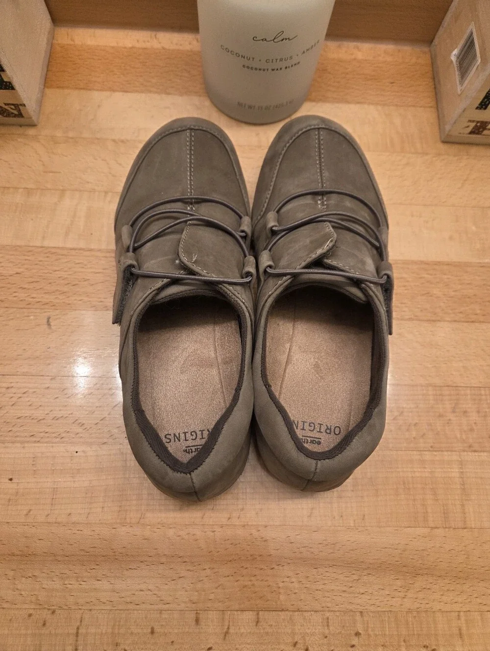 Earth Origins Paisley Slip-on Comfort Shoes Olive Taupe Nubuck Women's Size 8